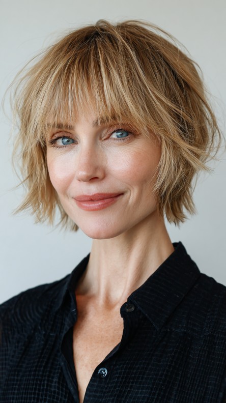 Textured Bob with Soft Choppy Layers