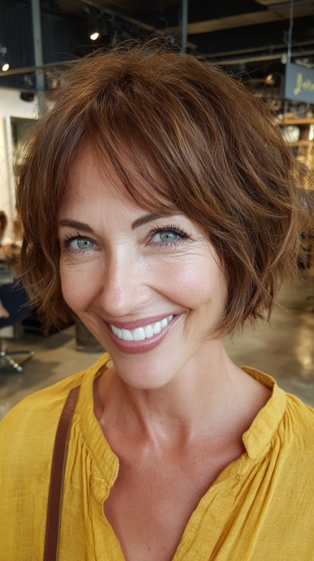 Textured Bob with Soft Waves and Subtle Highlights