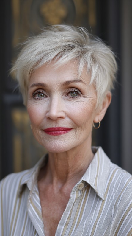Textured Light Blonde Pixie Cut with Subtle Layers