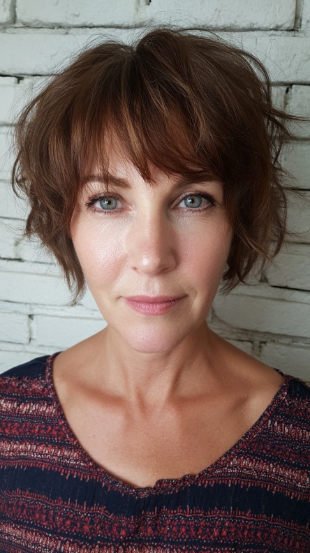 Textured Short Bob with Playful Waves