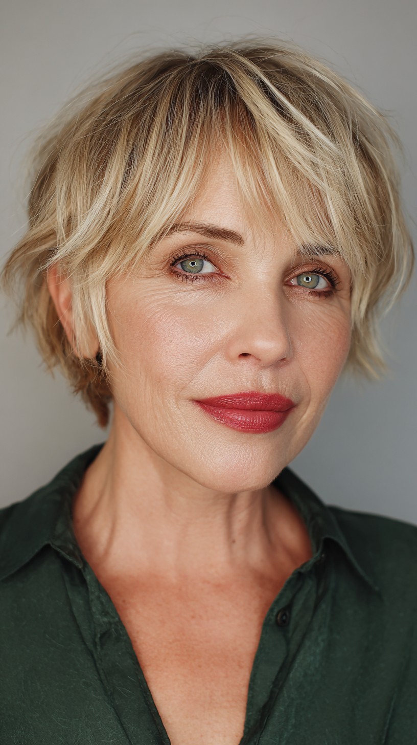 Textured Short Shag with Wispy Bangs