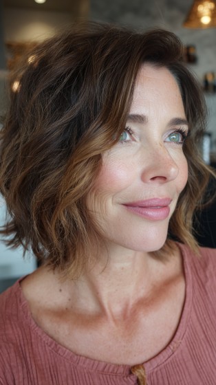Chic Textured Bob with Subtle Highlights