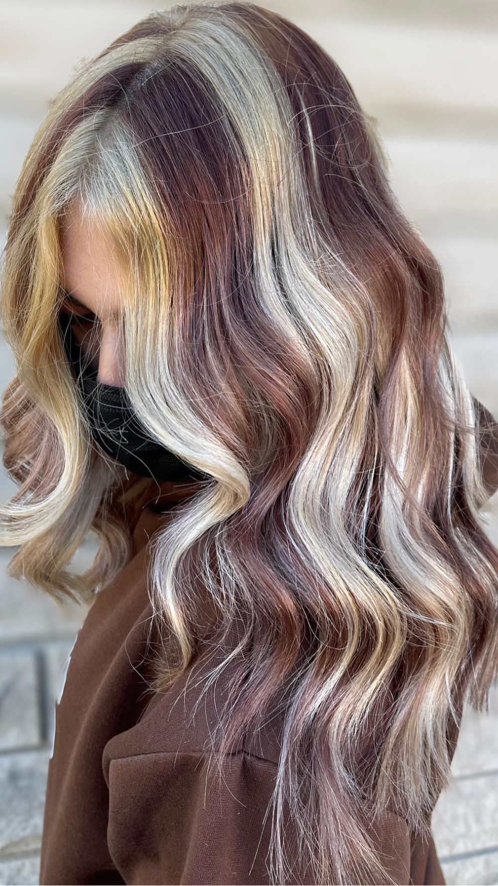 Bold Chocolate and Platinum Waves with Chunky Highlights