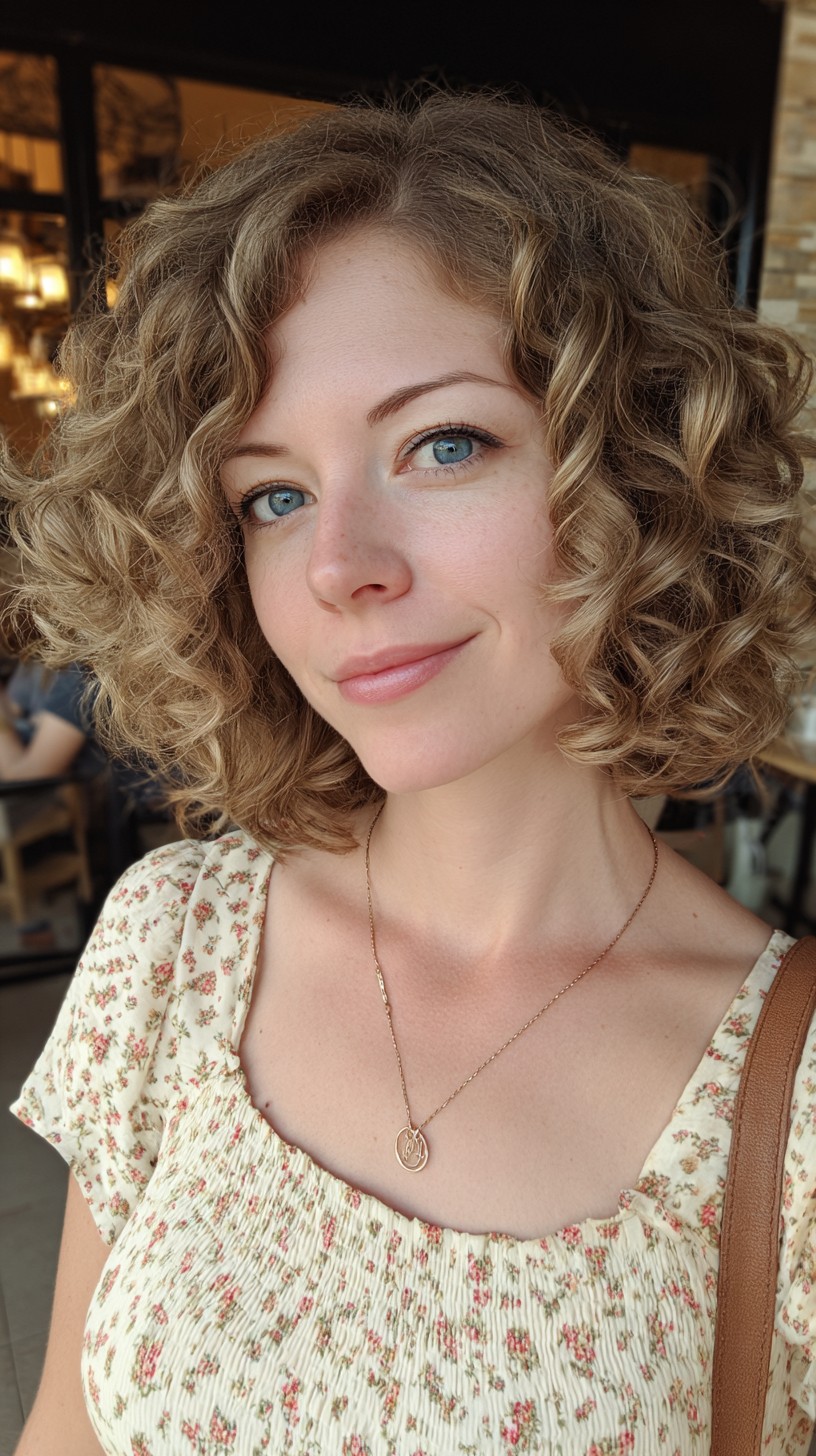 Chic Curly Lob with Soft Volume