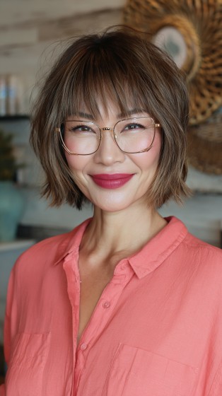 Chic Textured Bob with Fringed Bangs