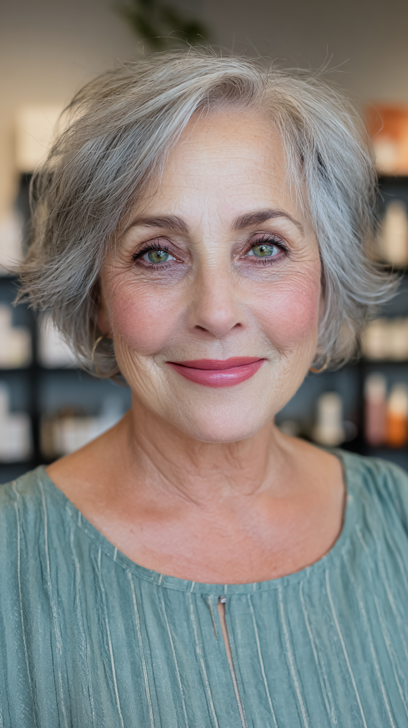 Chic Textured Gray Bob with Face-Framing Layers