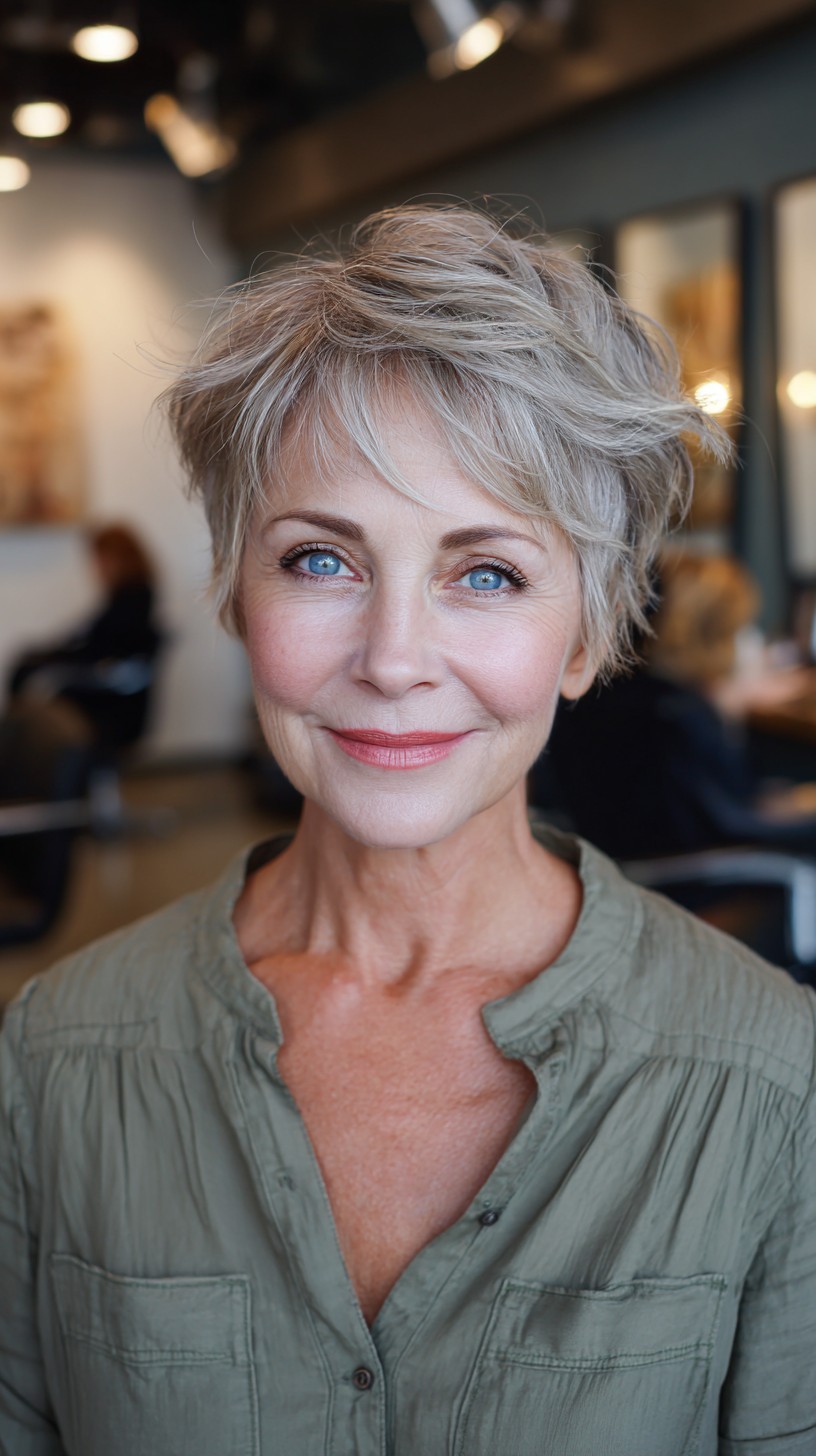 chic textured pixie cut with soft layers