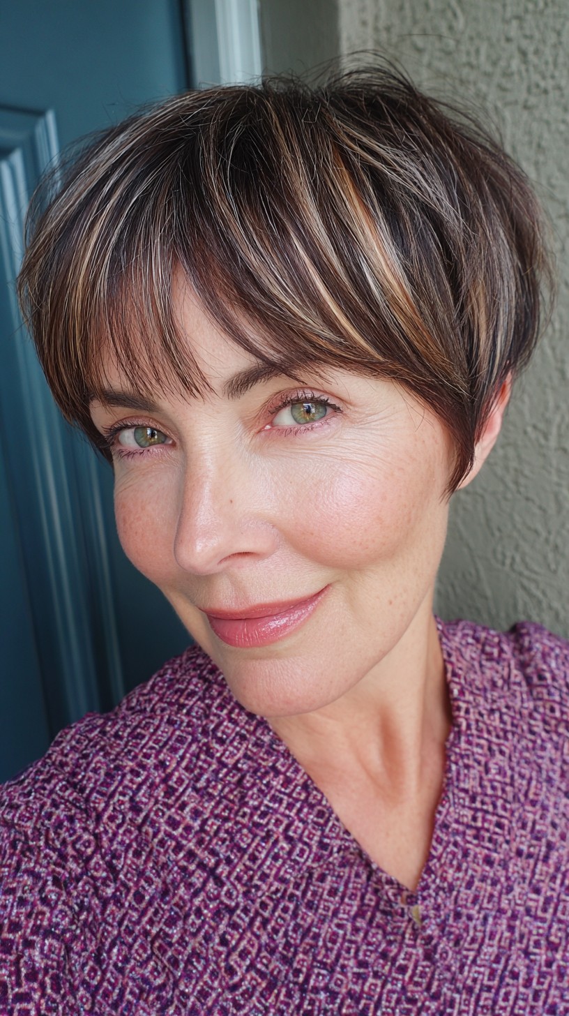 Chic Textured Short Crop with Defined Bangs
