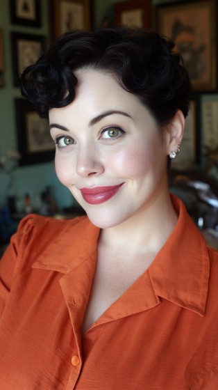 Classic Vintage-Inspired Short Curly Cut with Defined Waves