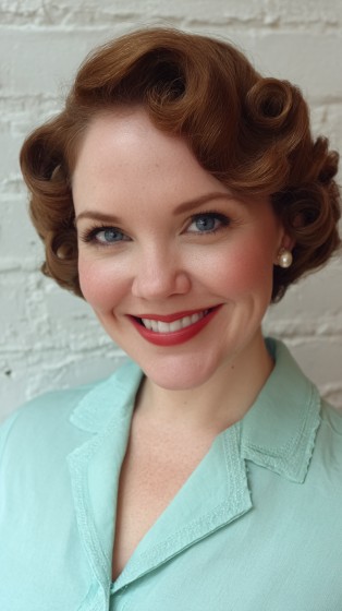 Classic Vintage-Inspired Short Roll with Defined Curls