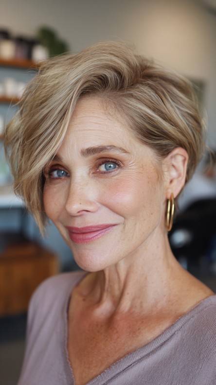 Effortlessly Chic Short Textured Bob with Subtle Waves