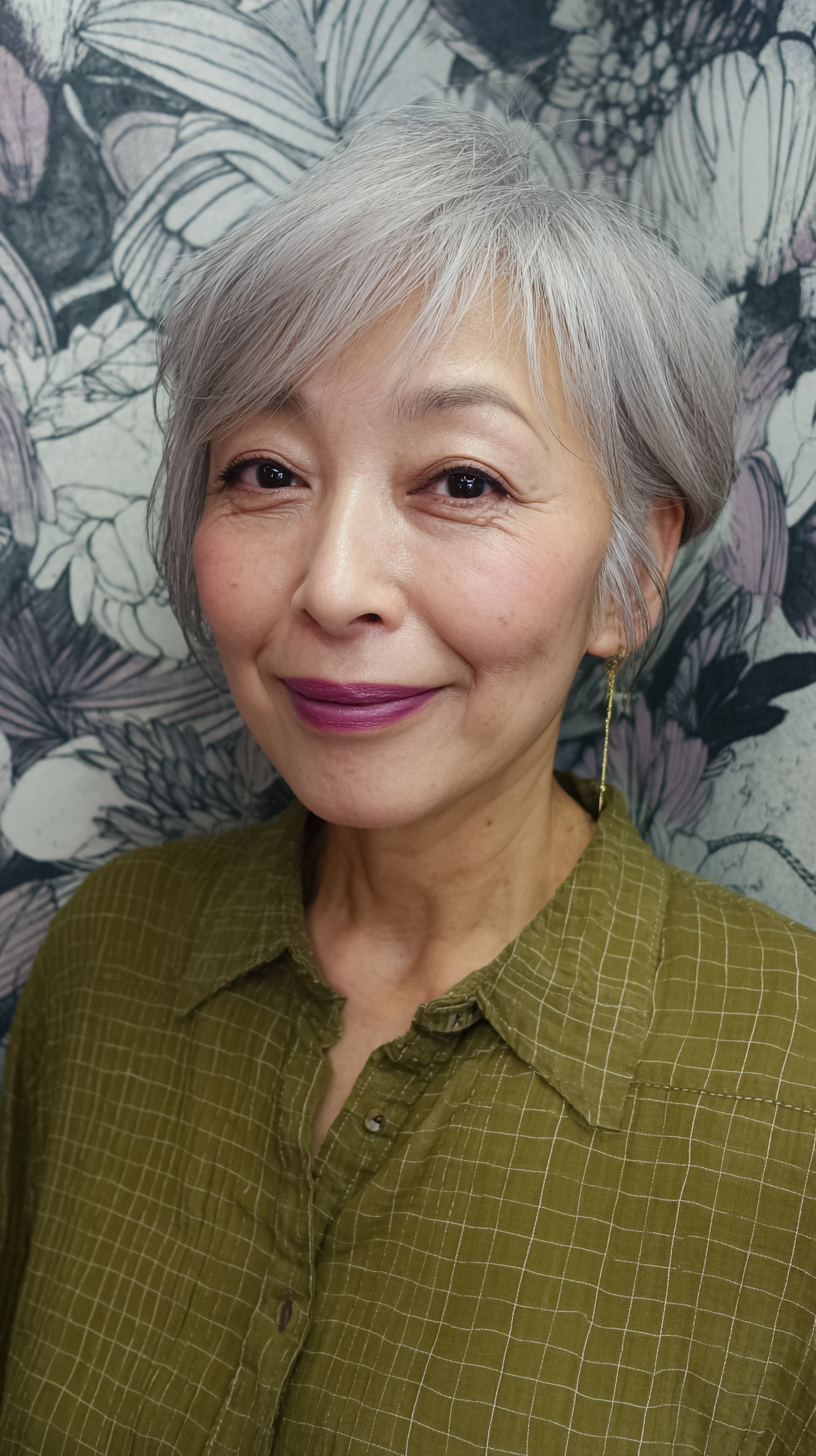 Elegant Short Silver Pixie with Soft Volume