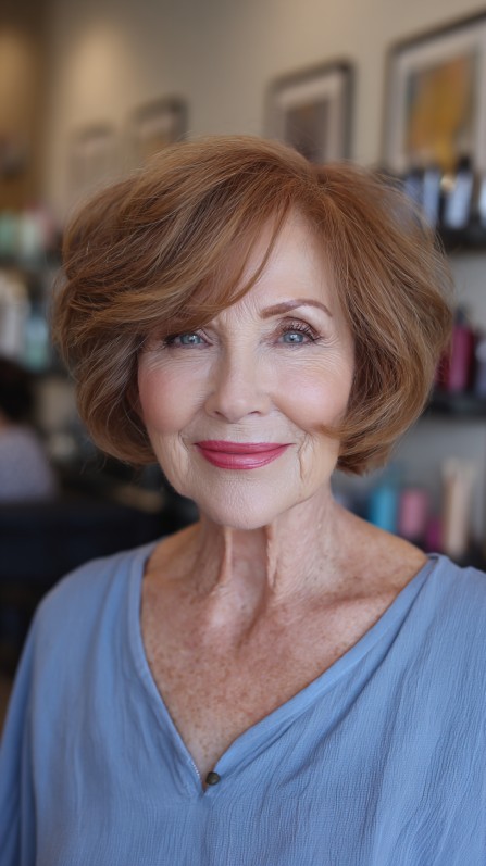 Elegant Soft Copper Bob with Subtle Volume