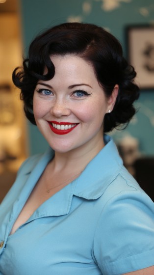 Elegant Vintage-Inspired Short Curly Bob