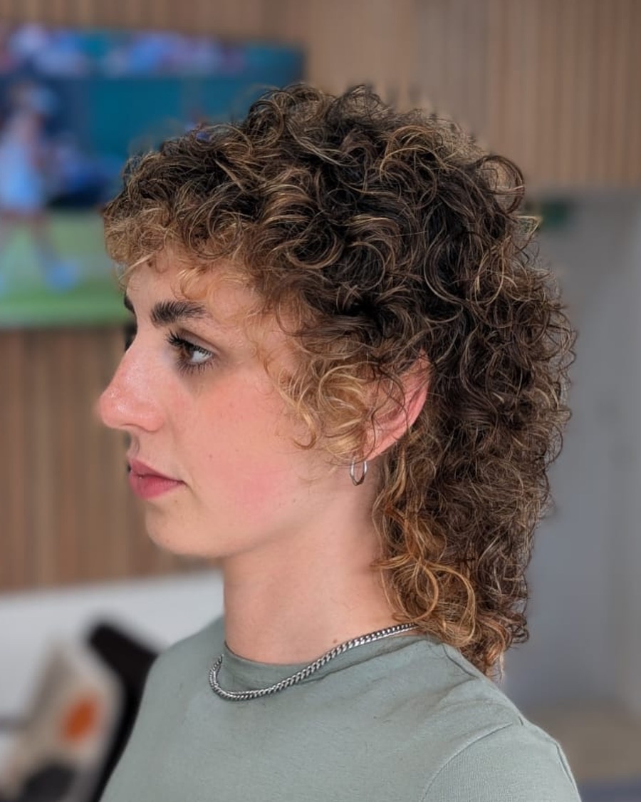 Modern Curly Mullet with Defined Curls