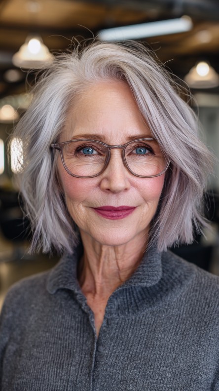 Modern Shattered Bob with Soft Silver Tones