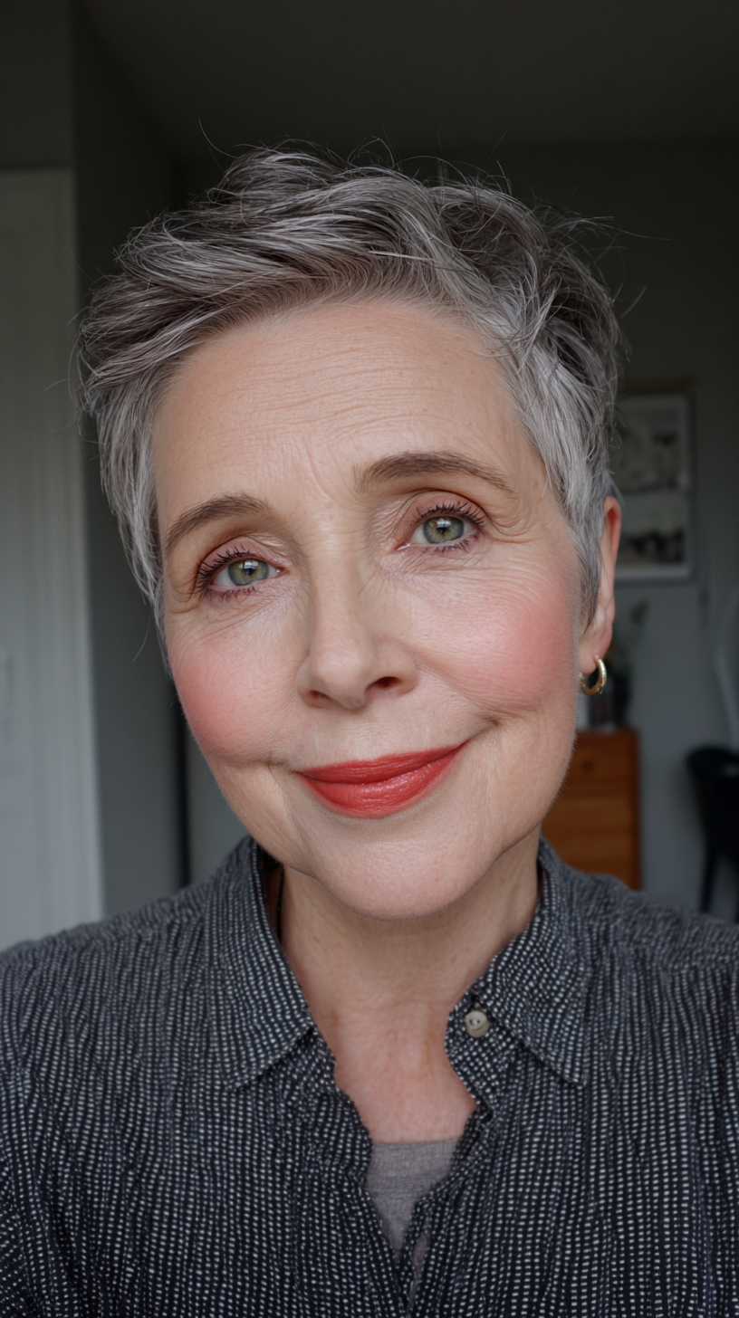 Modern Textured Silver Pixie with Soft Edges