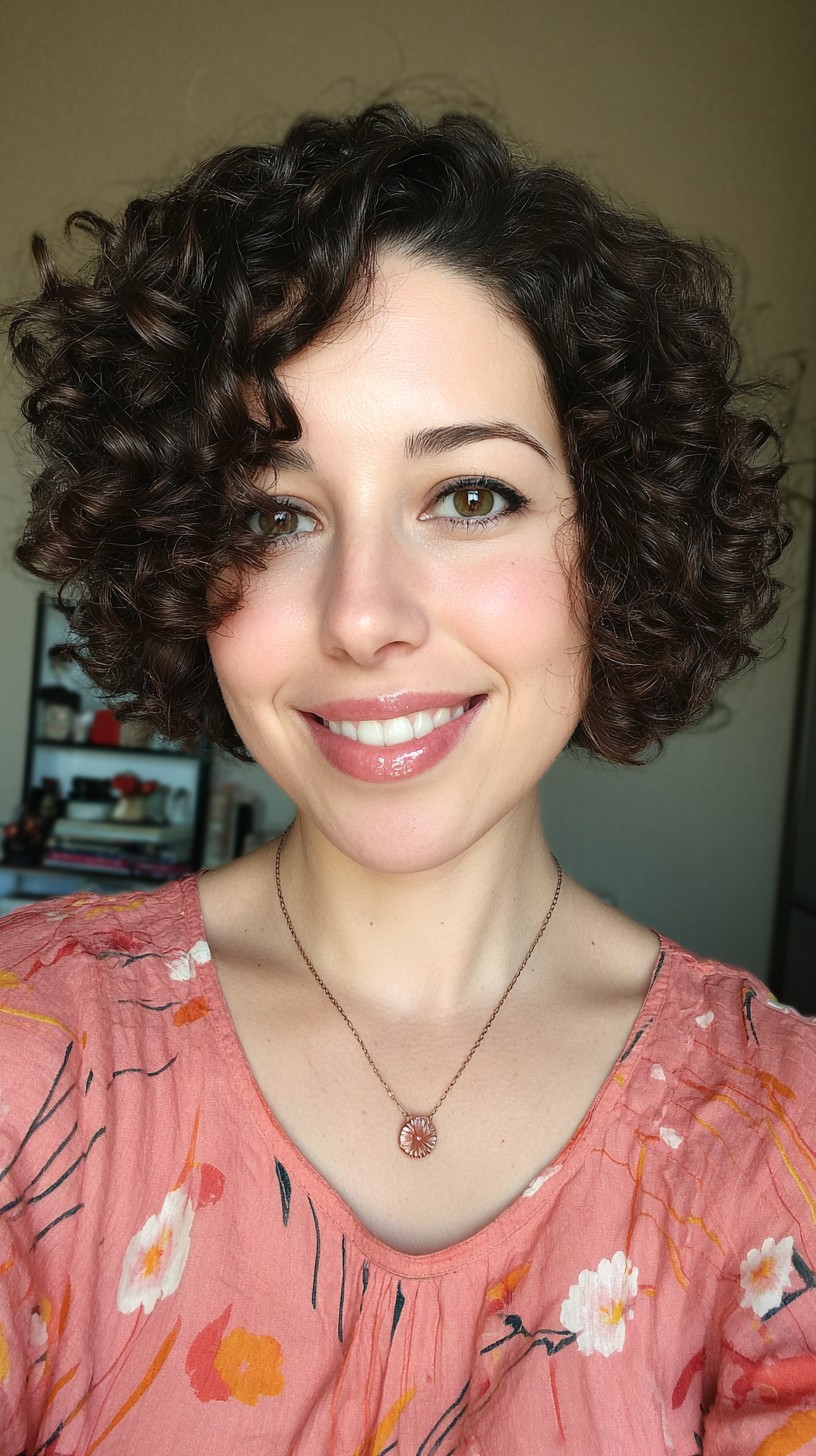 Playful Curly Bob with Defined Ringlets