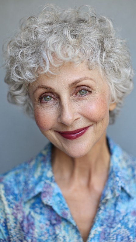 Soft Curly White Crop with Defined Texture