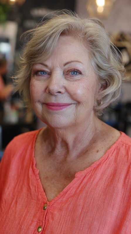 Soft Textured Curly Lob with Subtle Highlights