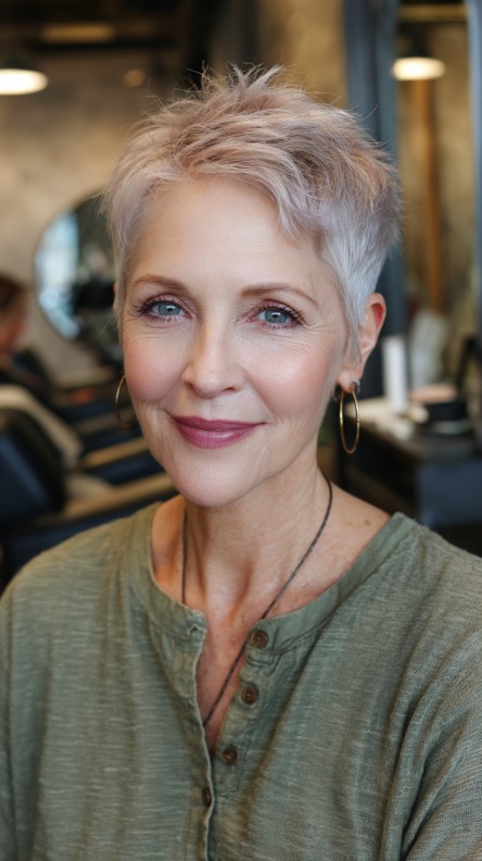 Softly Textured Short Pixie with Subtle Highlights