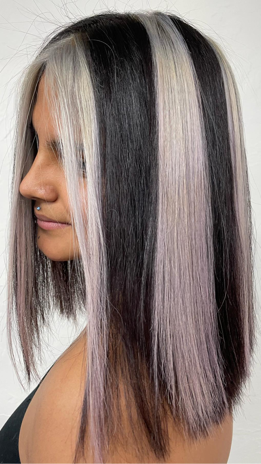 Striking Black and Pastel Chunky Highlights