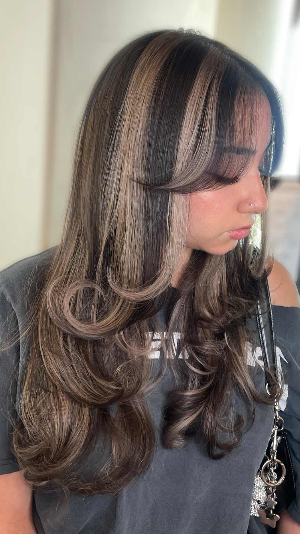 Stylish Long Layers with Bold Chunky Highlights