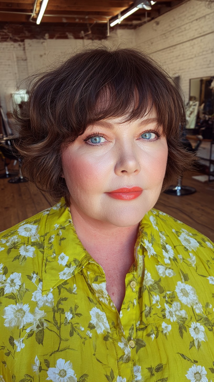 Stylish Soft Curly Bob with Bangs