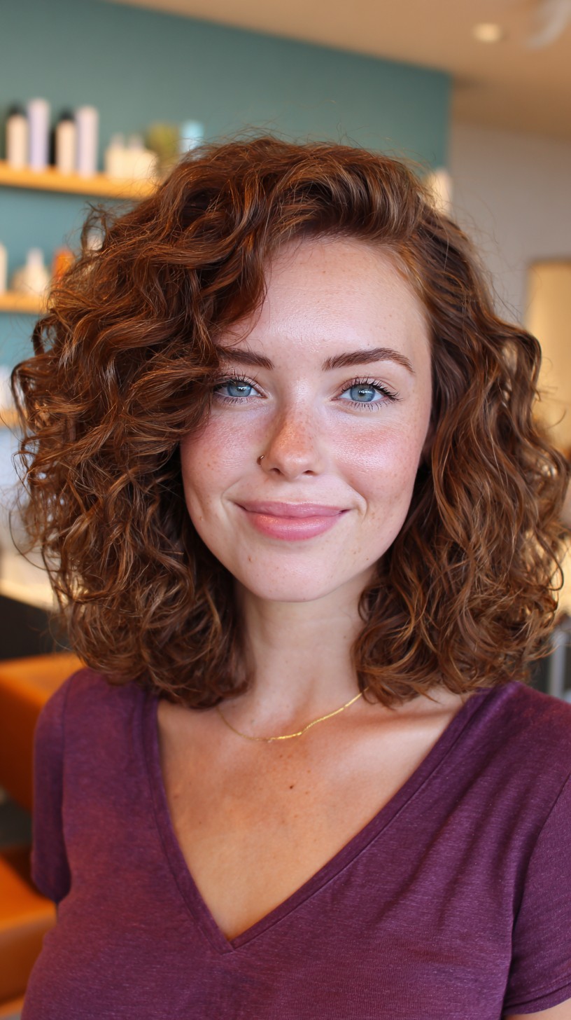 Textured Curly Bob with Defined Curls