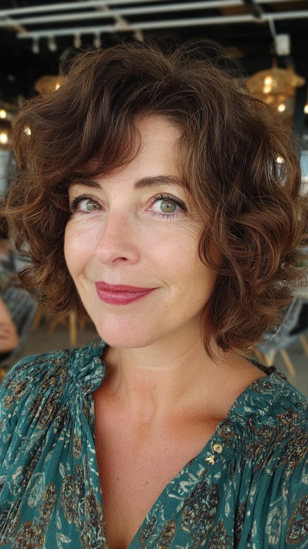 Textured Curly Bob with Volume and Bounce
