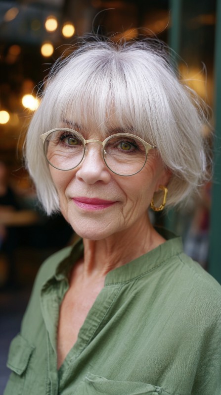 Textured Silver Bob with Soft Fringe