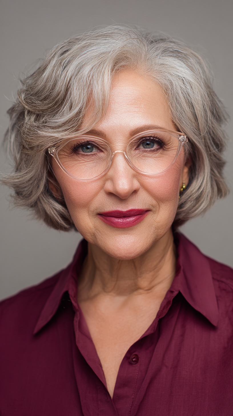 Textured Silver Bob with Soft Waves