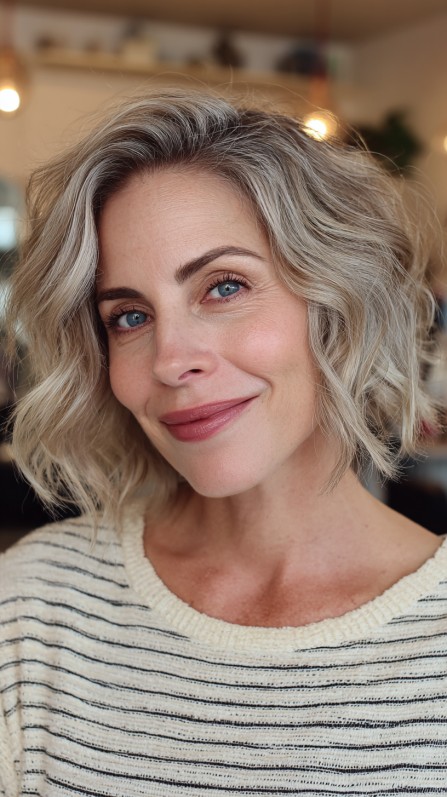 Textured Wavy Bob with Subtle Layers