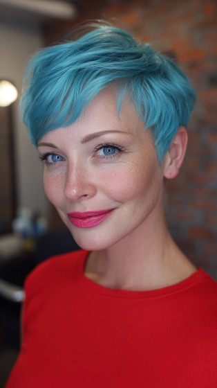 Bold Short Cut with Vibrant Blue Color