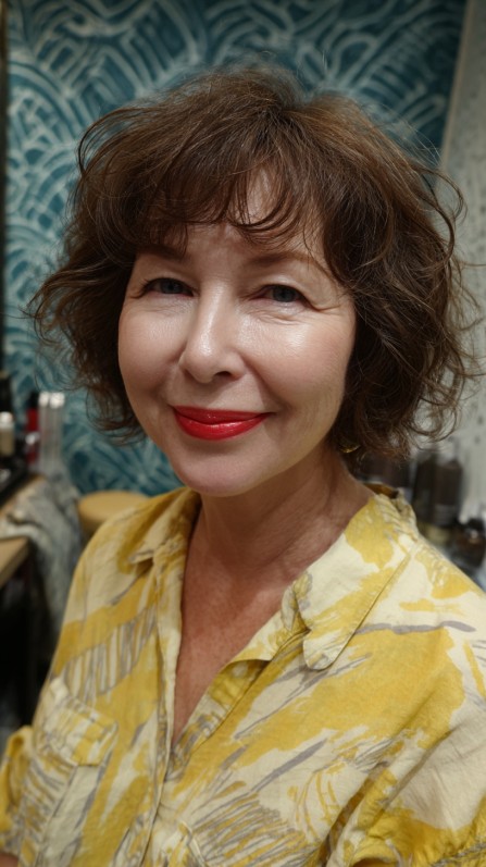 Charming Curly Lob with Face-Framing Layers