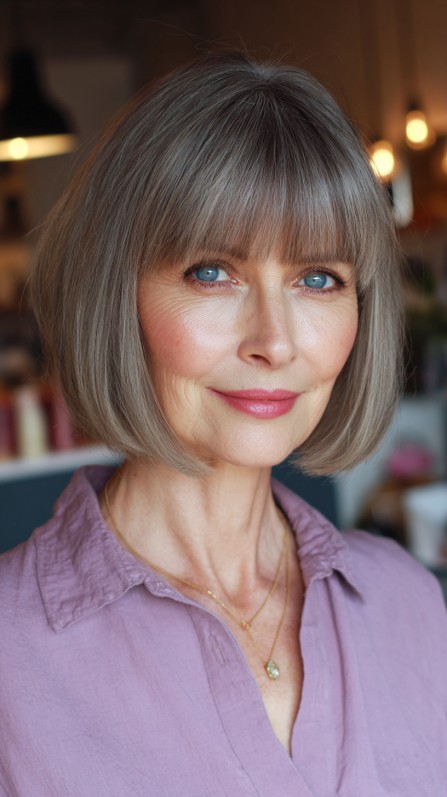 Chic Blunt Bob with Soft Bangs