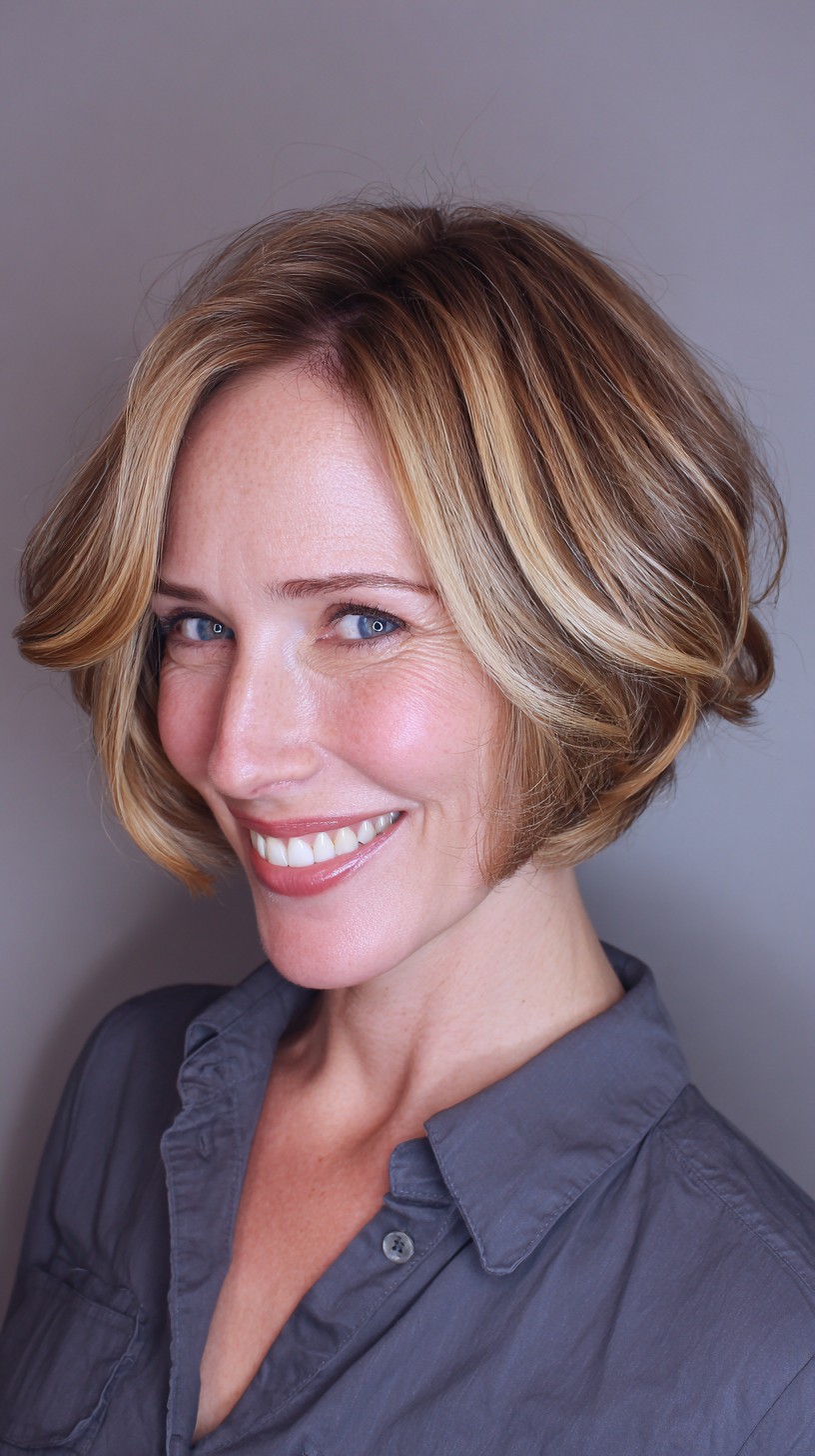 chic layered sliced bob with soft waves