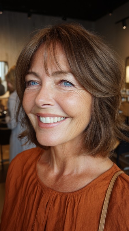 Chic Layered Textured Bob with Face-Framing Bangs