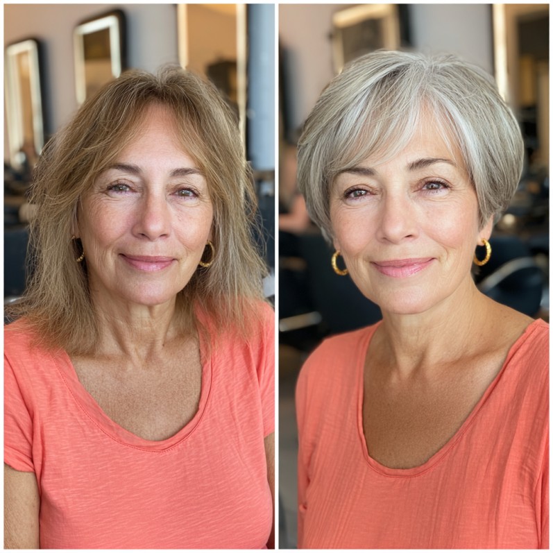 Chic Silvery Pixie Cut with Soft Layers