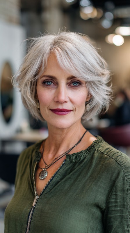Chic Soft Textured Bob with Luminous Highlights