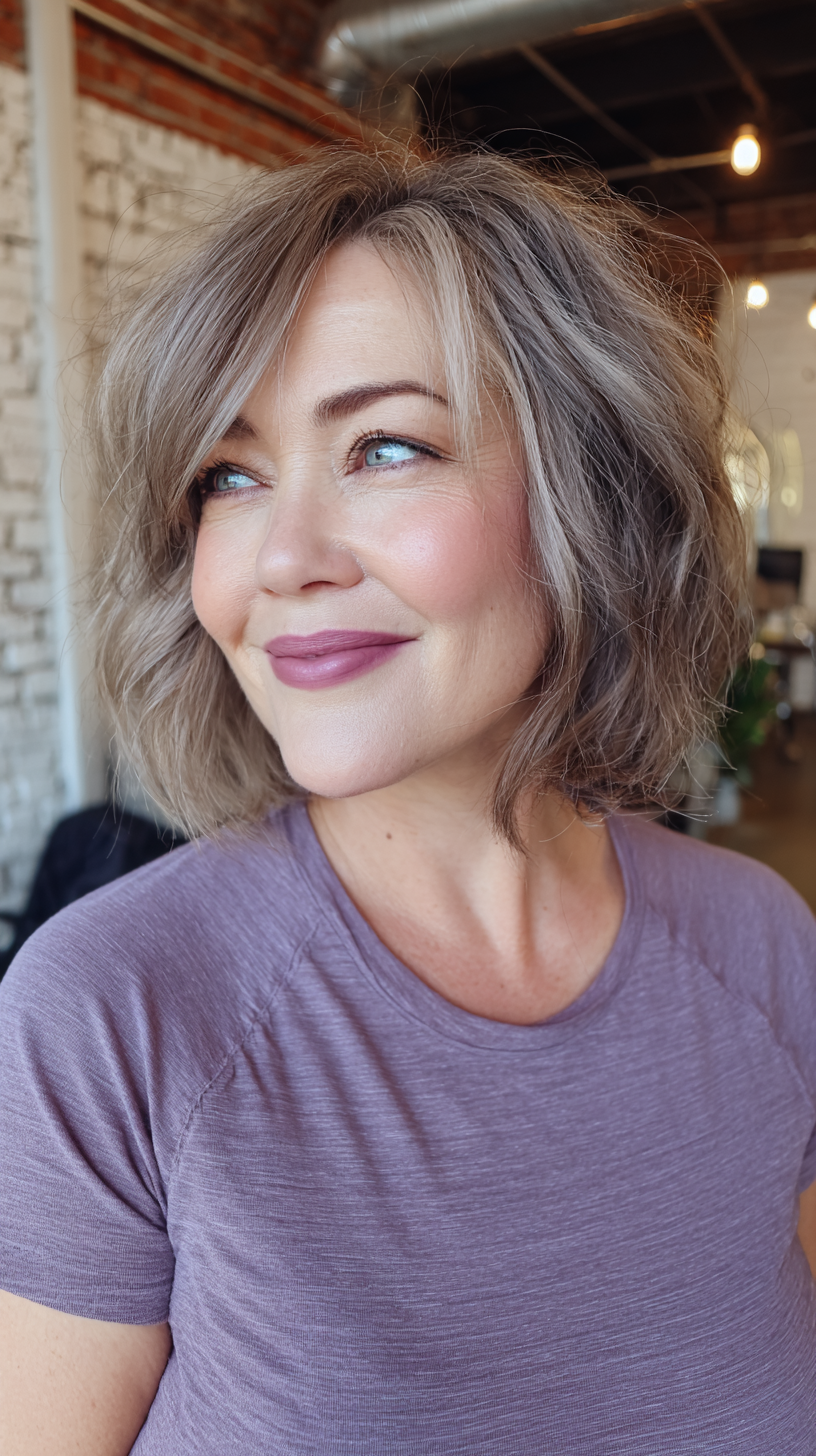 Chic Softly Textured Bob with Subtle Highlights