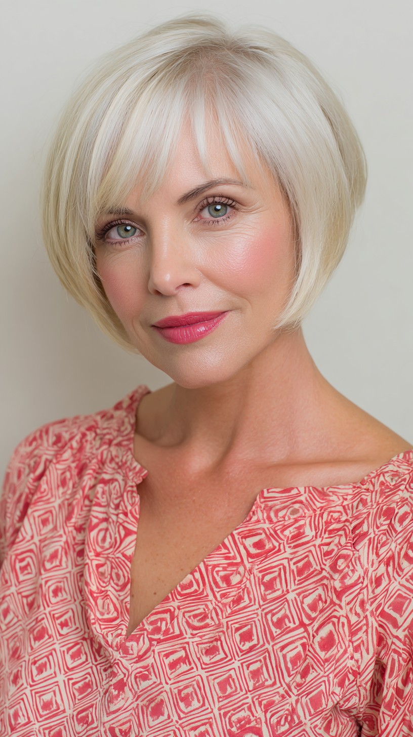Chic Textured Blunt Bob with Soft Bangs