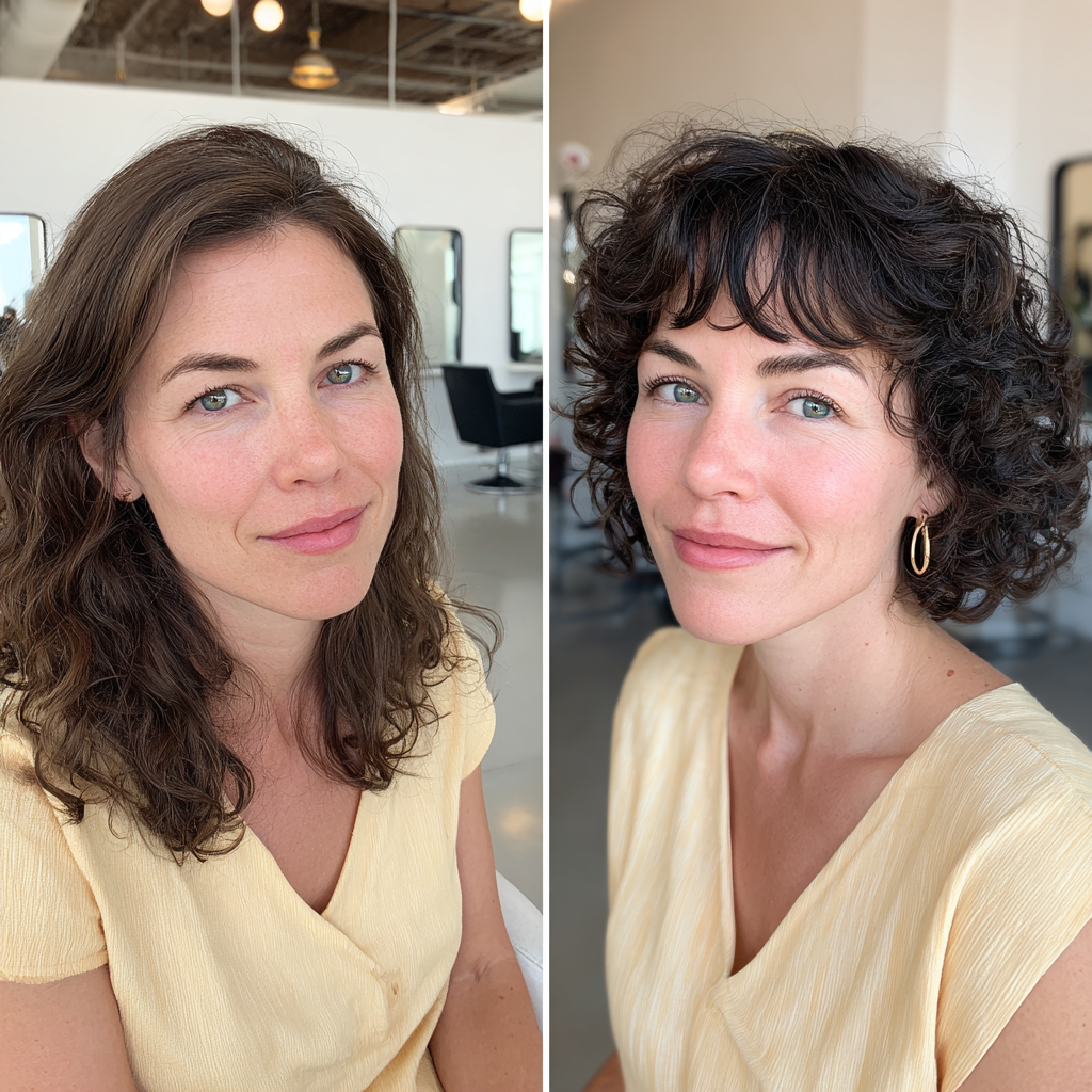 Chic Textured Curly Lob with Soft Bangs