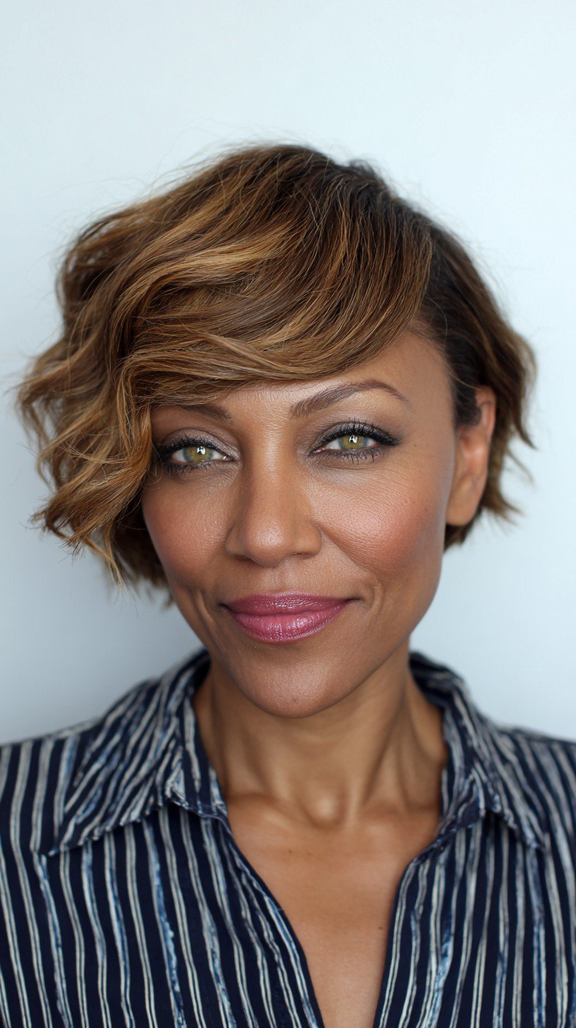 Bob corto texturizado elegante con ondas suaves