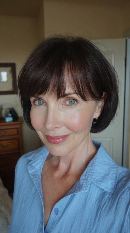 Classic Smooth Bob with Soft Bangs