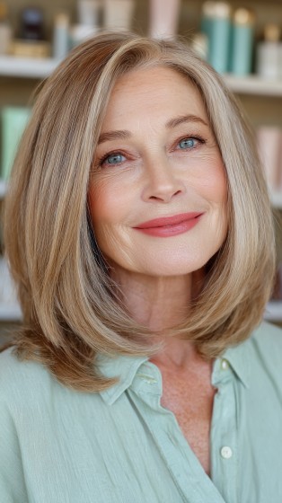 Effortlessly Chic Blunt Midi Bob with Soft Face-Framing Layers