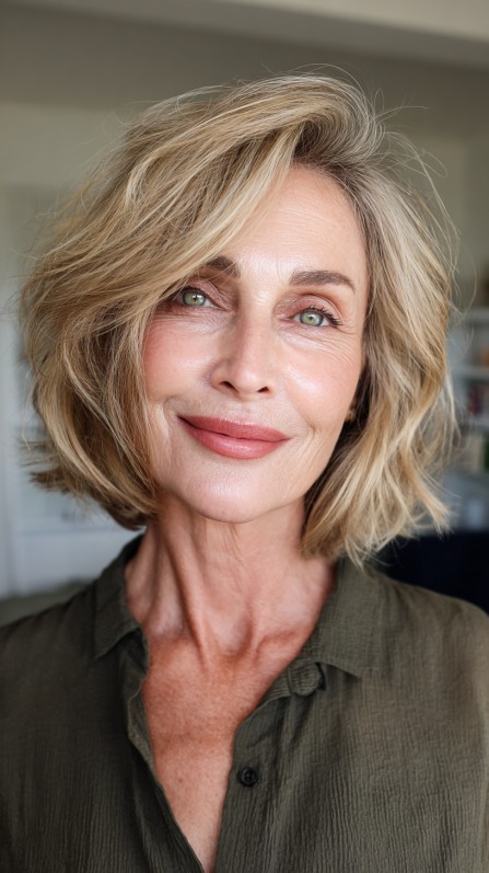 Effortlessly Chic Textured Shoulder-Length Bob