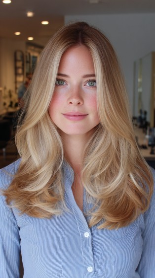 Elegant Layered Cut with Soft Golden Highlights