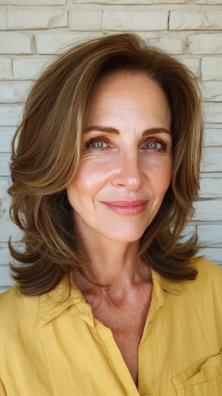 Elegant Warm-Toned Layered Haircut with Soft Volume
