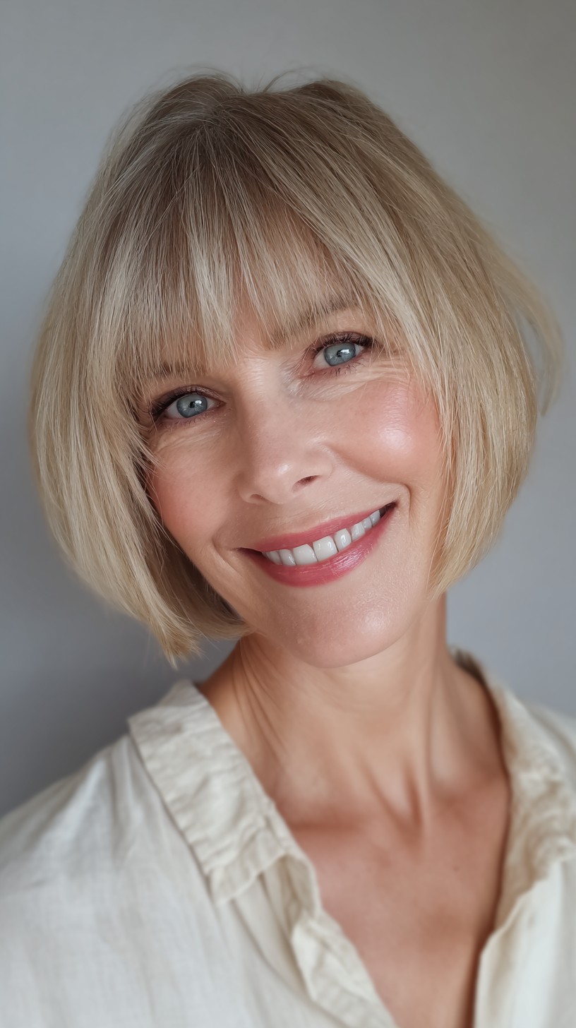 Modern Blunt Bob with Soft Bangs